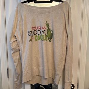 Grinch Holiday Christmas Funny Cream Graphic Sweater